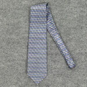 Stafford Tie Mens One Size Blue Gray Striped 100% Silk Woven Classic Necktie